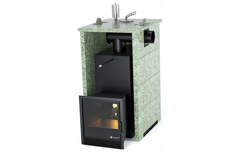 Печь для бани EASYSTEAM Анапа в трехстороннем кожухе с закрытым верхом с боковым подключением