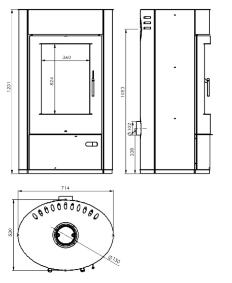 Печь-камин АОТ 11,0 в модификации «Дунай» - 4min