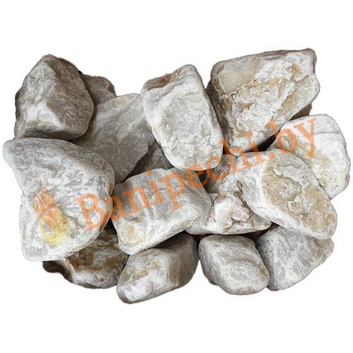 Камни для бани Белый кварцит Обвалованный, 20 кг - 0