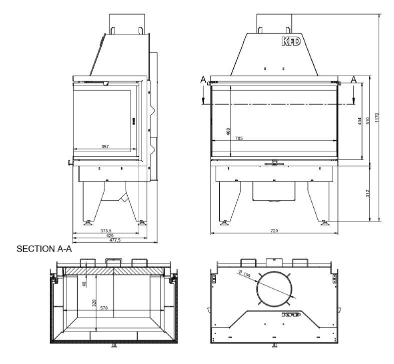 Каминная топка KFD ECO iLINE 5172 3F - 3min