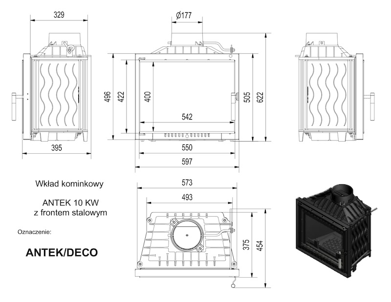 Каминная топка Antek 10 Деко (ANTEK/DECO) - 1