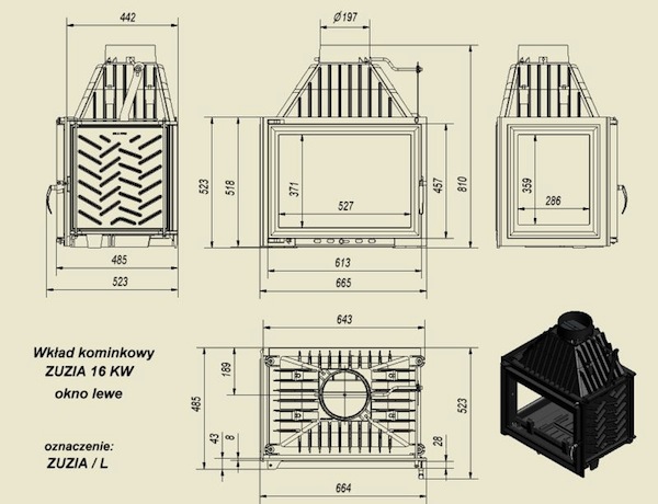 Каминная топка Zuzia/L (P) - 1min
