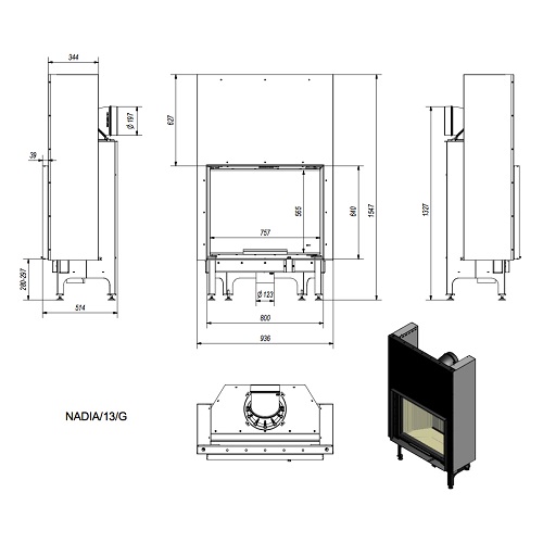 Каминная топка Nadia 13/G - 1min