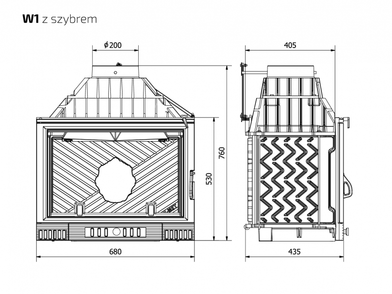 Каминная топка Kawmet W2 14.4 kW - 3