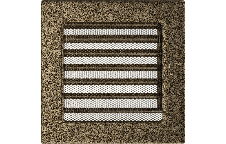Решетка вентиляционная Чёрная-Латунь 17x17 с жалюзи