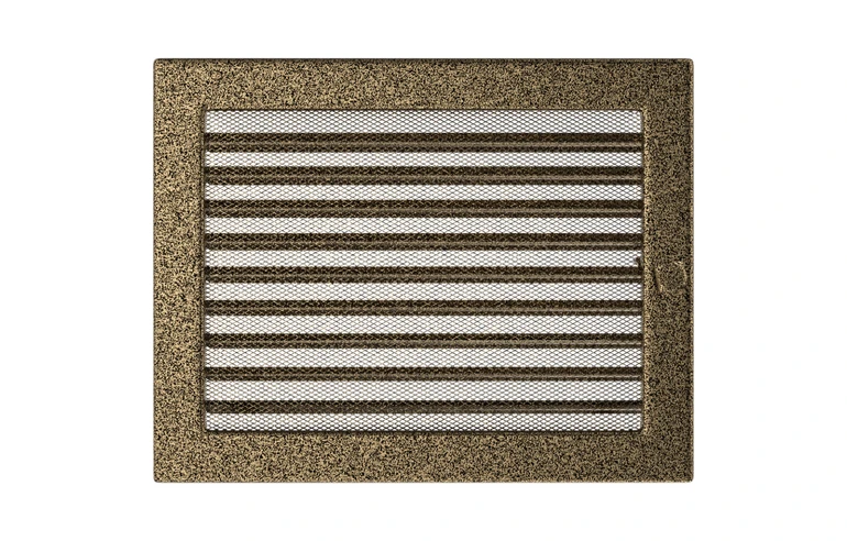 Решетка вентиляционная Чёрная-Латунь 22x30 с жалюзи
