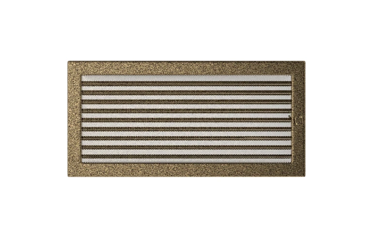 Решетка вентиляционная Чёрная-Латунь 22x45 с жалюзи