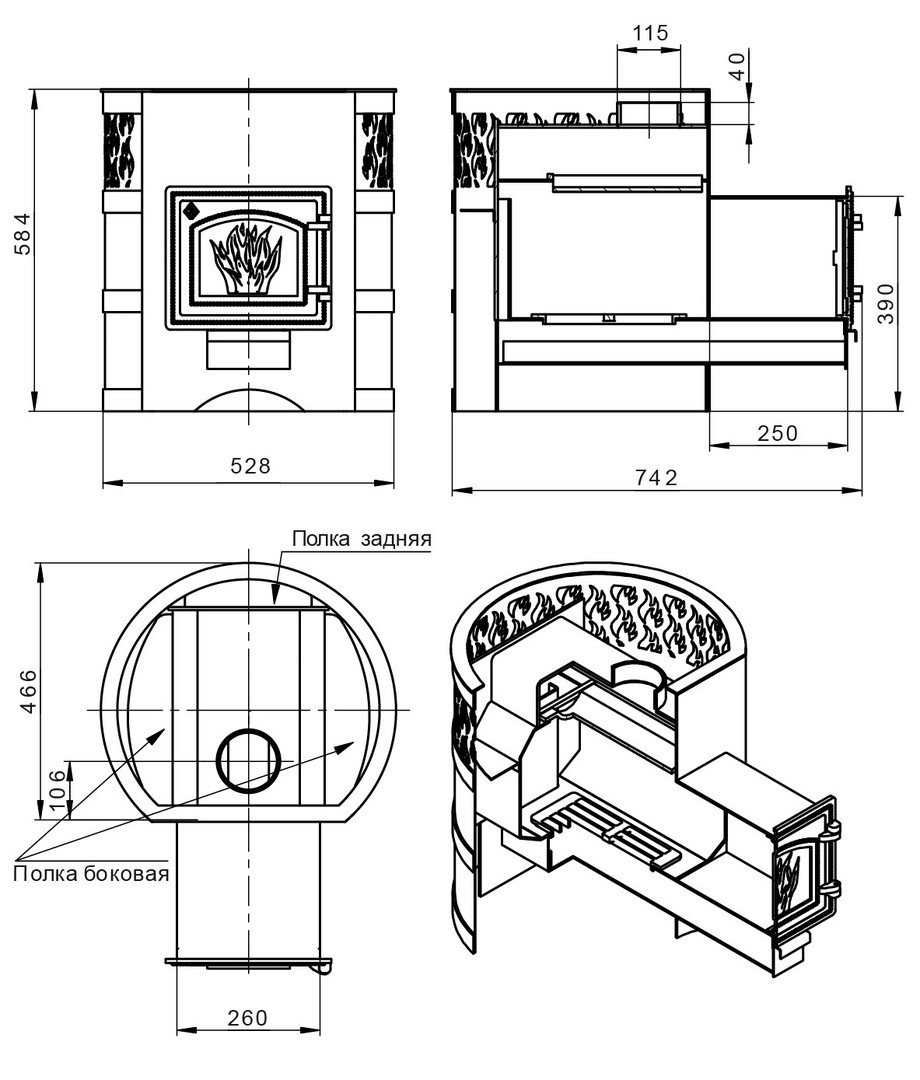 Печь для бани Везувий Лава 12 (ДТ-3С) - 1min