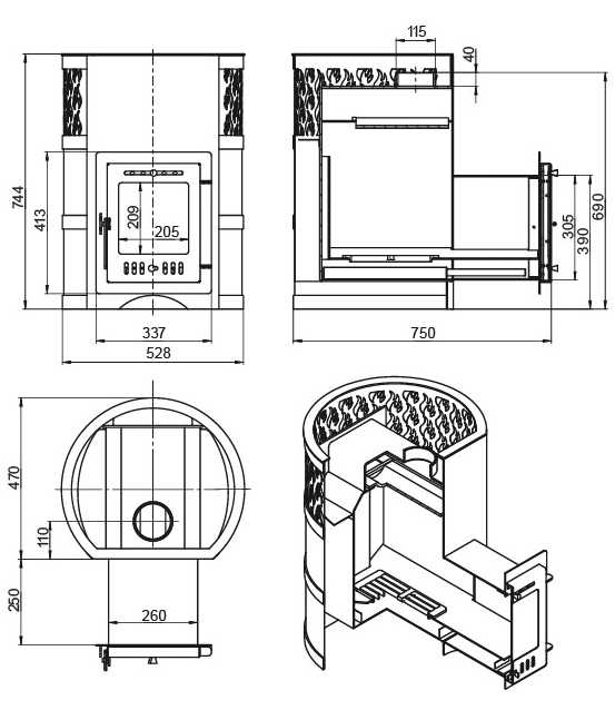 Печь для бани Везувий Лава 22 (210) «М» - 3min