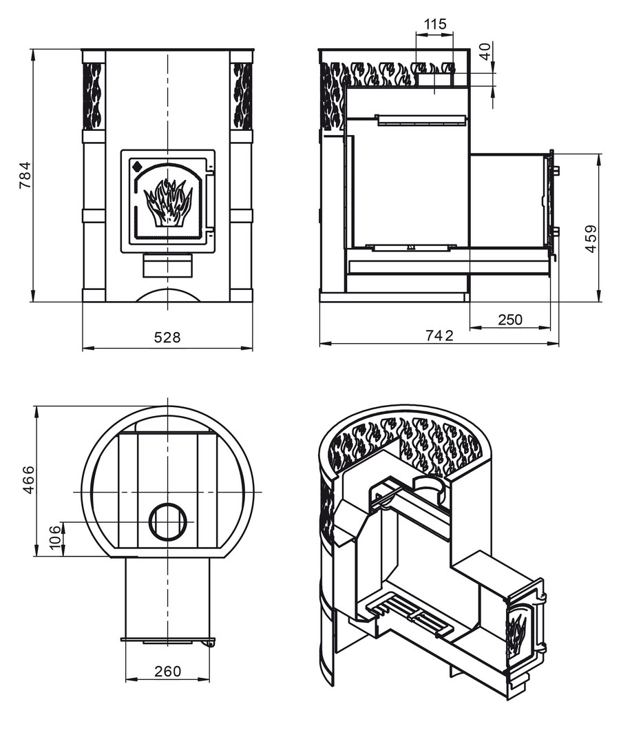 Печь для бани Везувий Лава 28 (ДТ-4) - 3min
