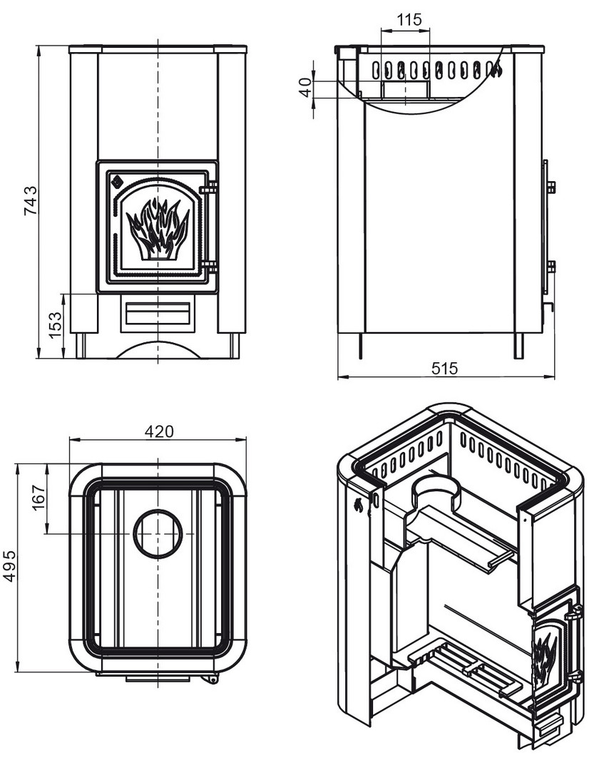 Печь для бани Везувий Русичъ 22 антрацит (ДТ-4) без выноса - 3min