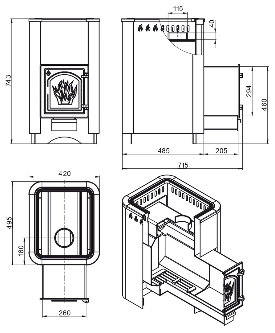 Печь для бани Везувий Русичъ 22 антрацит (ДТ-4С) - 3min
