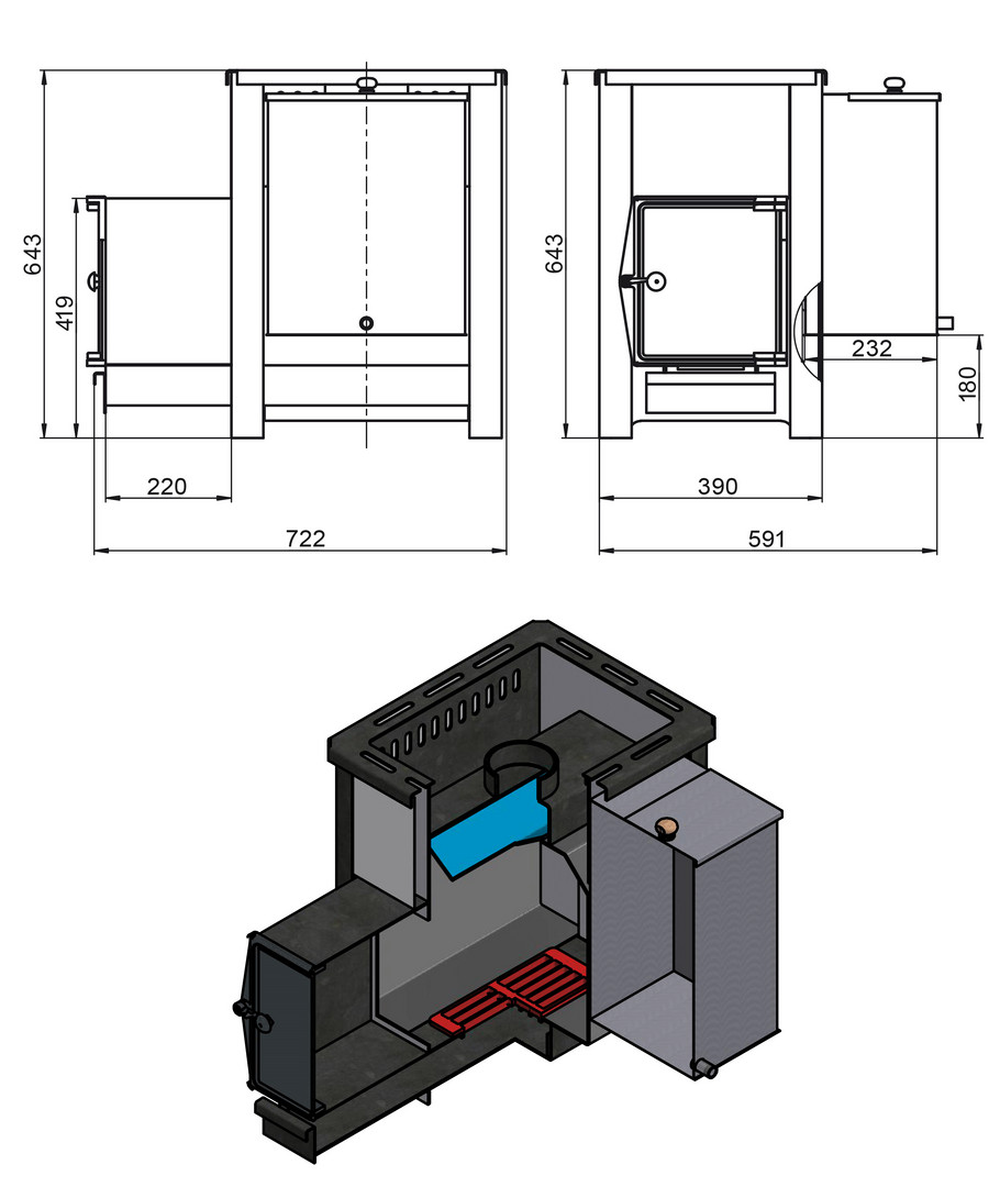 Печь для бани Везувий Русичъ «АКВА» 16 антрацит (ДТ-4) - 3min