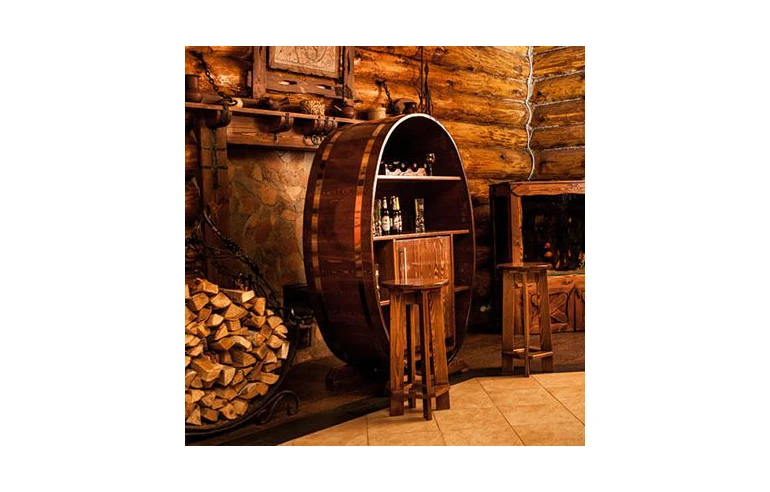 Бар с холодильником и 2-мя табуретами из Лиственницы