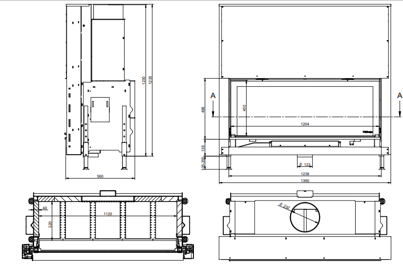 Каминная топка KFDesign LINEA H 1320 4.0 - 4min