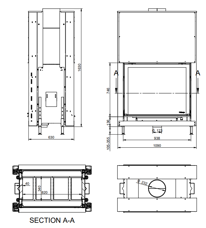 Каминная топка KFDesign LINEA DF V 1190 4.0 - 3min
