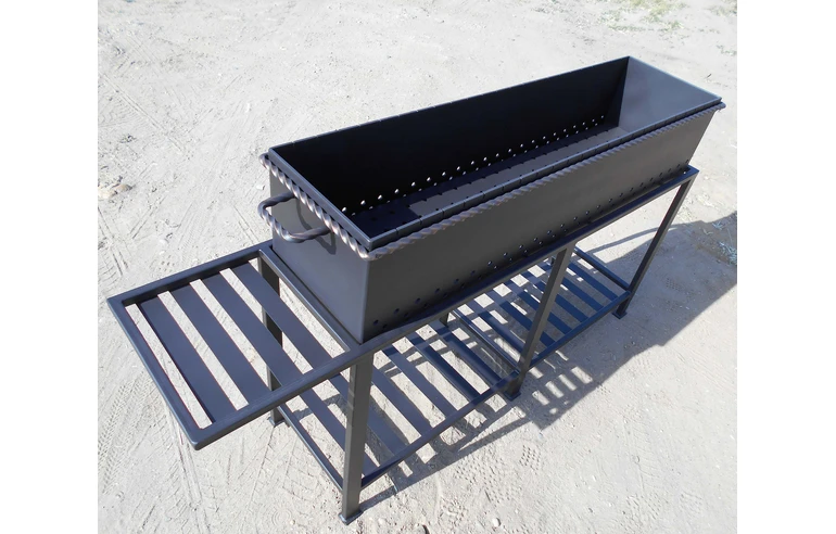 Мангал ПРОФИ-2 сталь 6 мм, длина 120 см, съемный ящик