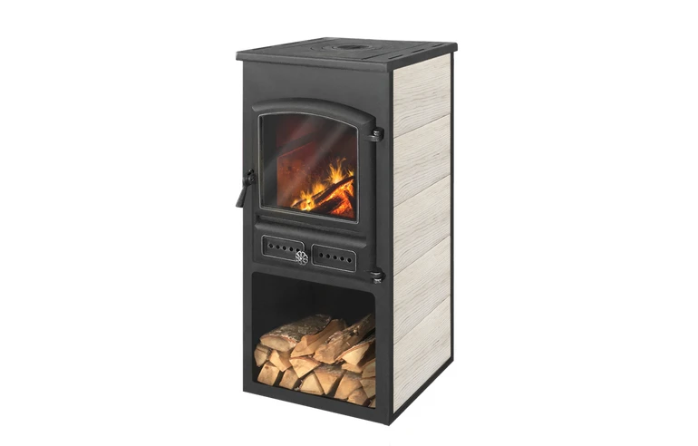 Печь-камин ЭТНА (БКД) с плитой Беж высокий