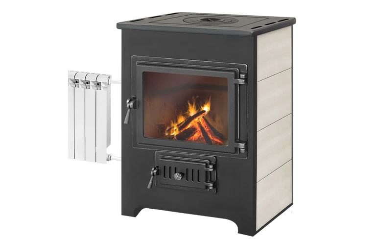 Камин ЭТНА (Панорама) с плитой и теплообменником