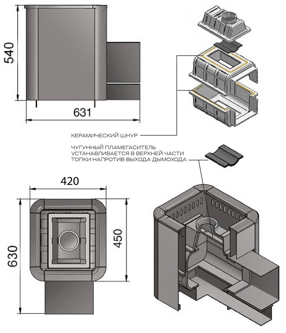 Печь для бани Везувий Сенсация 12 антрацит (ДТ-3С) - 1min