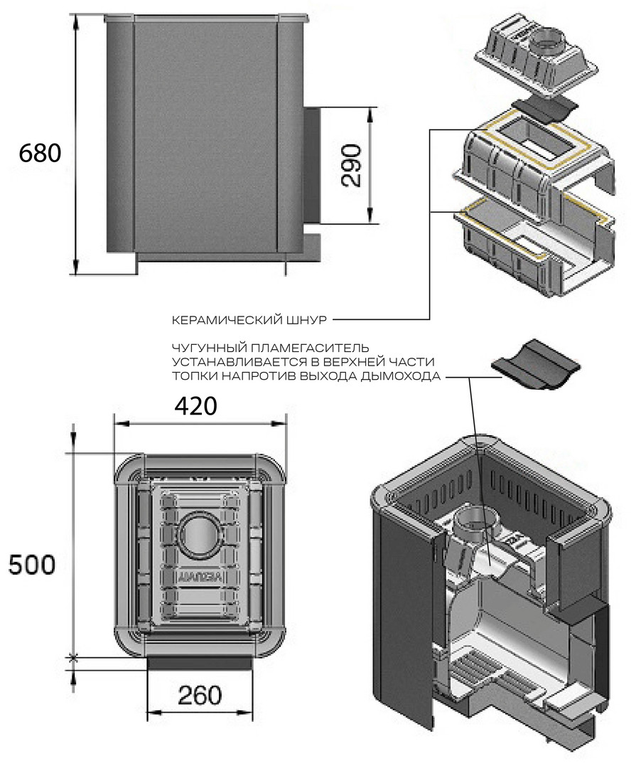 Печь для бани Везувий Сенсация антрацит 22 (ДТ-4) без выноса - 1min