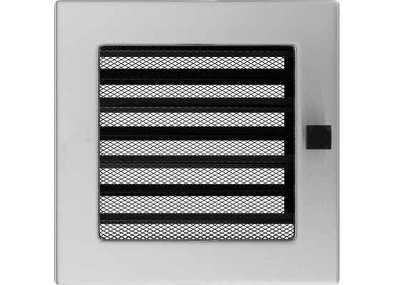 Решетка вентиляционная Стальная шлифованная 17x17 с жалюзи