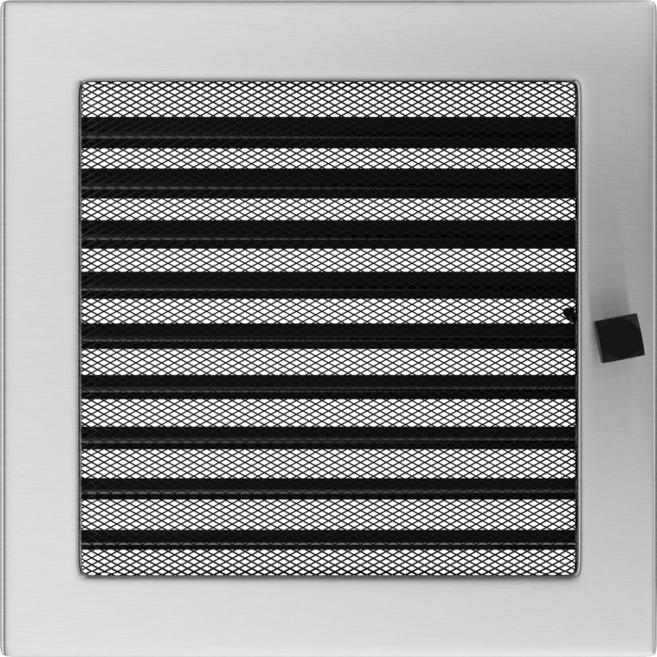 Решетка вентиляционная Стальная шлифованная 22x22 с жалюзи - 0min