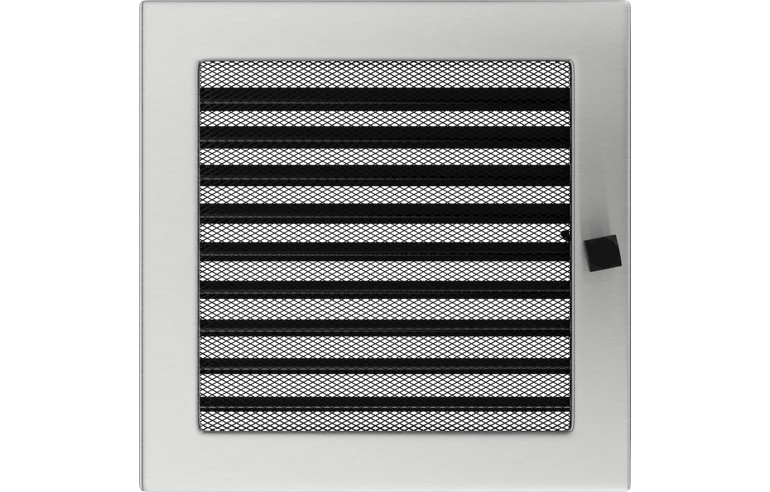 Решетка вентиляционная Стальная шлифованная 22x22 с жалюзи