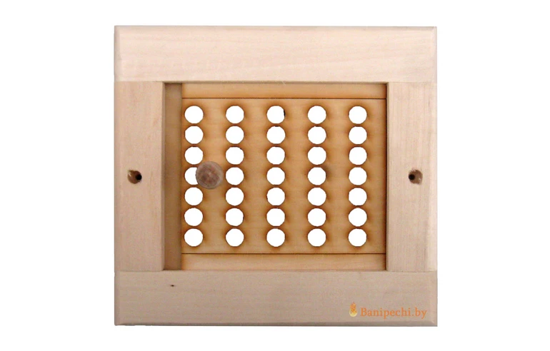 Вентиляционная решетка(малая) с задвижкой для бани РВЗ-М (160х180х20мм) (ольха)