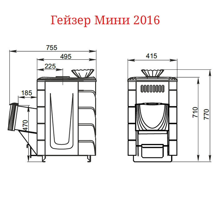 Печь для бани Термофор Гейзер Мини 2016 Inox ДН ЗК антрацит - 2min