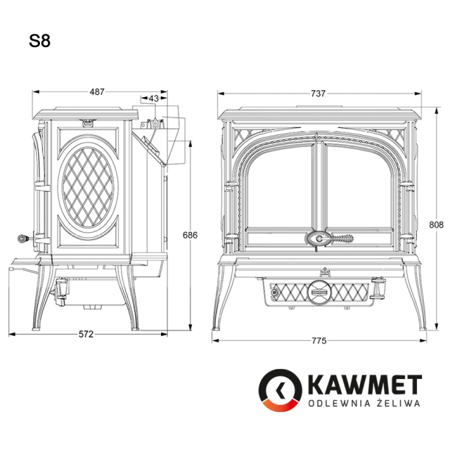 Чугунная печь KAWMET Premium S8 (13,9 кВт) - 2
