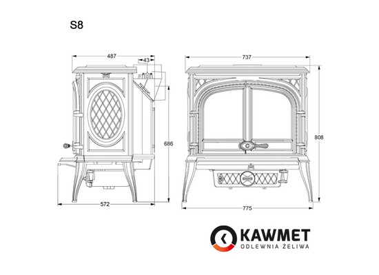 Чугунная печь KAWMET Premium S8 (13,9 кВт) - 2min