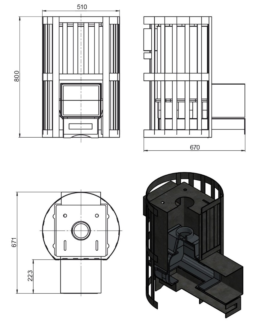 Печь для бани Везувий Ураган Стандарт 12 (ДТ-3) - 2min