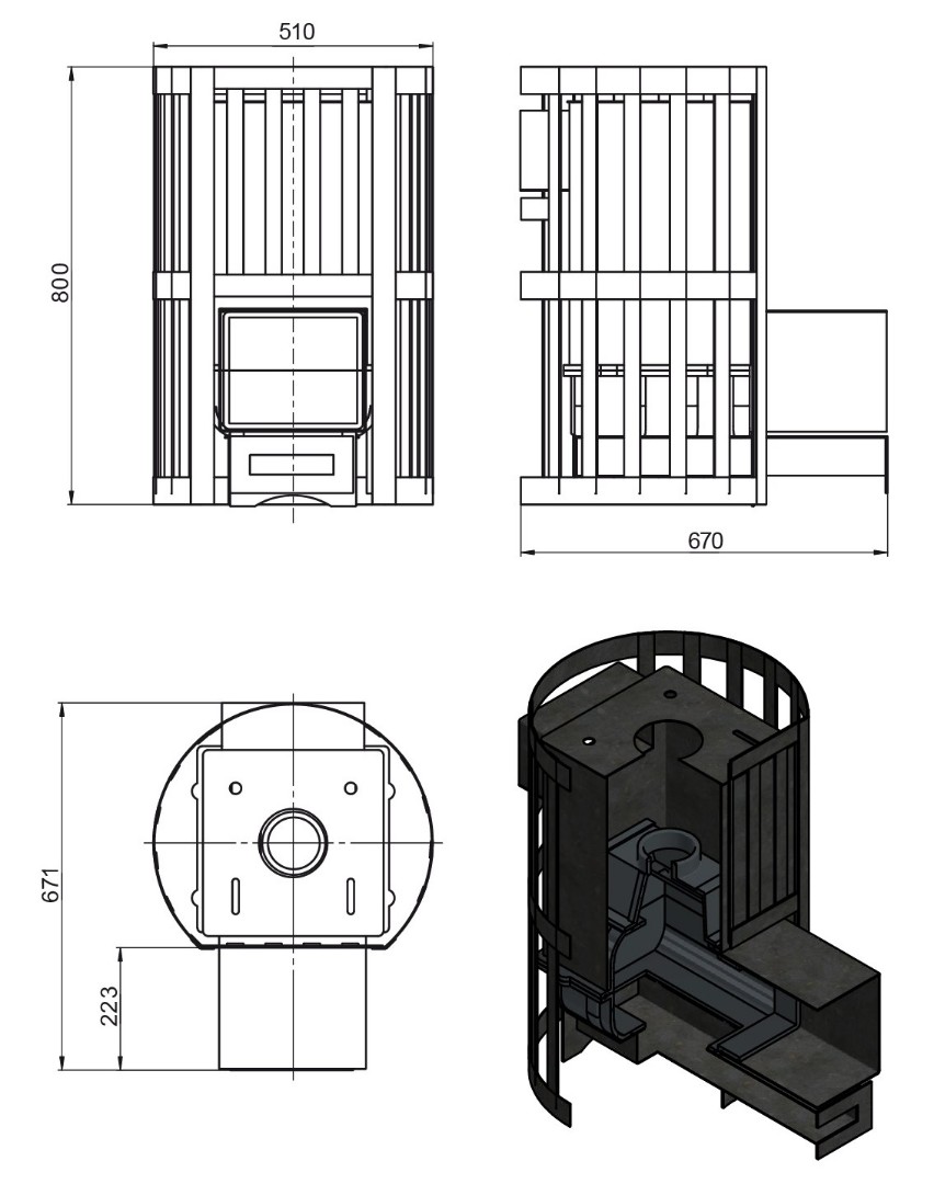 Печь для бани Везувий Ураган Ковка 12 (260) - 3min