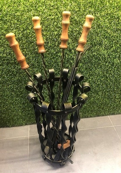 Каминный набор Корзинка с деревянными ручками - 0min