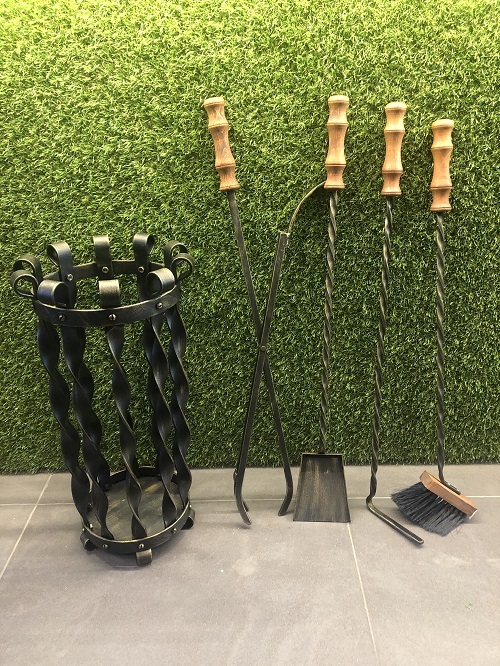 Каминный набор Корзинка с деревянными ручками - 2min