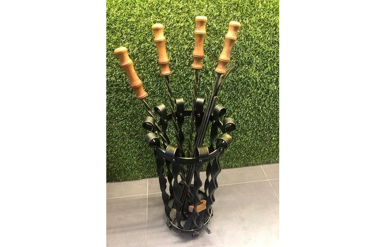 Каминный набор Корзинка с деревянными ручками