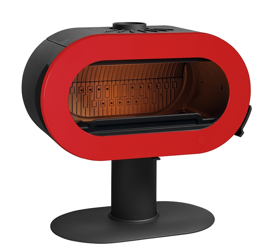 Чугунная печь Invicta Fifty эмаль красная прямая нога - 0min