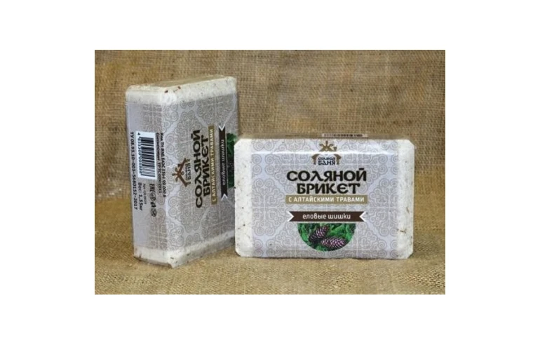 Соляной брикет, "Соляная баня" с Алтайскими травами "Еловые шишки"