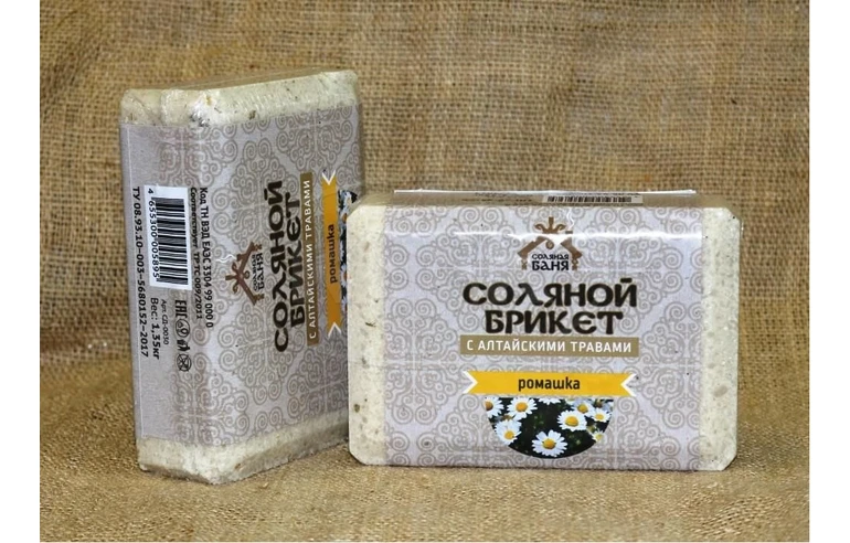 Соляной брикет, "Соляная баня" с Алтайскими травами "Ромашка"