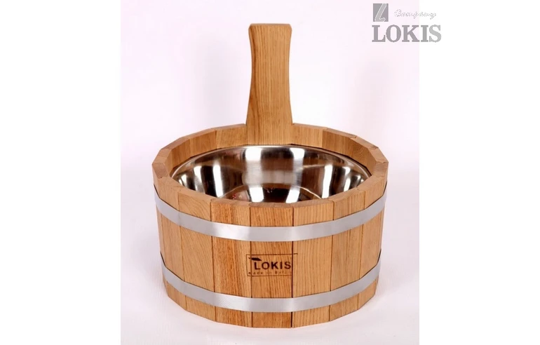 Шайка для бани Дуб Под Маслом Светлый 3 Л Нержавейка