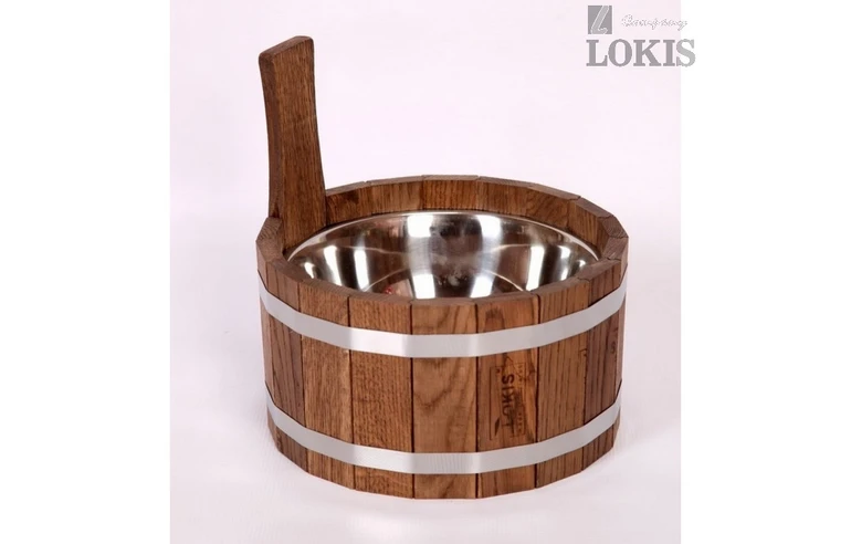 Шайка для бани Дуб Под Маслом Темный 3 Л Нержавейка