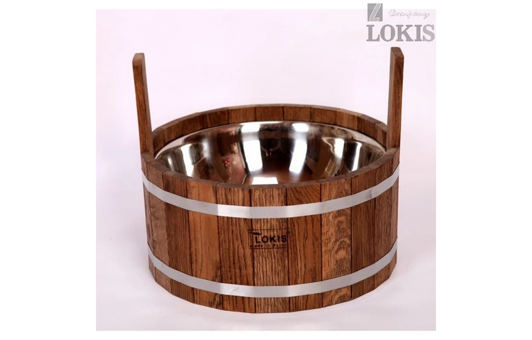 Шайка для бани Дуб Под Маслом Темный 5 Л Нержавейка