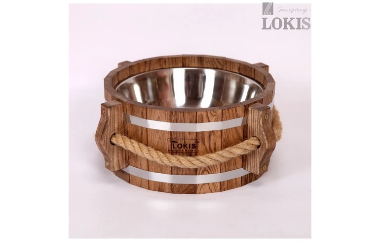 Шайка для бани Дуб Под Маслом Темный 5 Л Нержавейка Ручка Канат