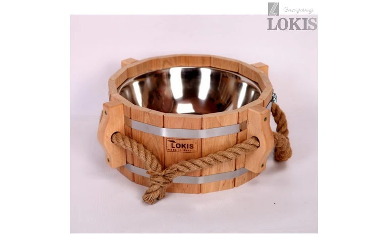 Шайка для бани Ольха 12 Л Вставка Пластик Ручка Канат