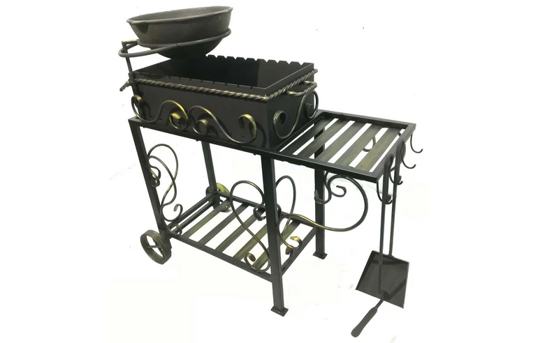 Кованый мангал НОРТ-3 с подставкой под казан, сталь 5 мм