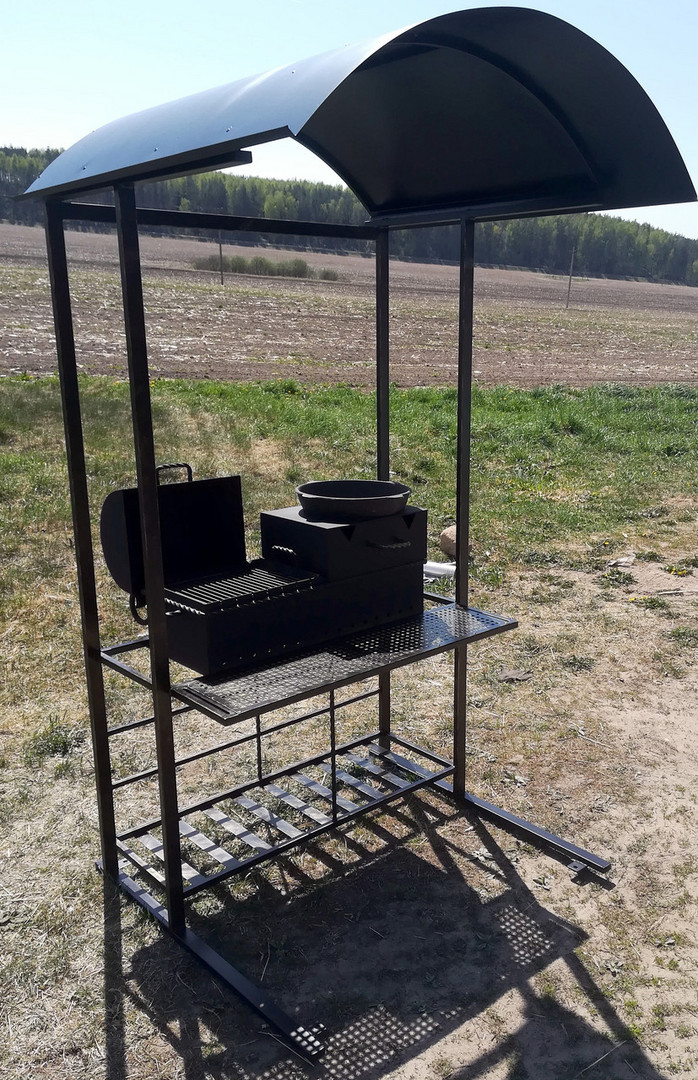 Мангал-Барбекю-Гриль очаг с крышей ДОМАШНИЙ ПОВАР 4 В 1 - 0min