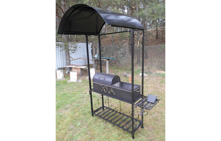Мангал-Барбекю-Гриль с крышей КУ-7, сталь 5 мм