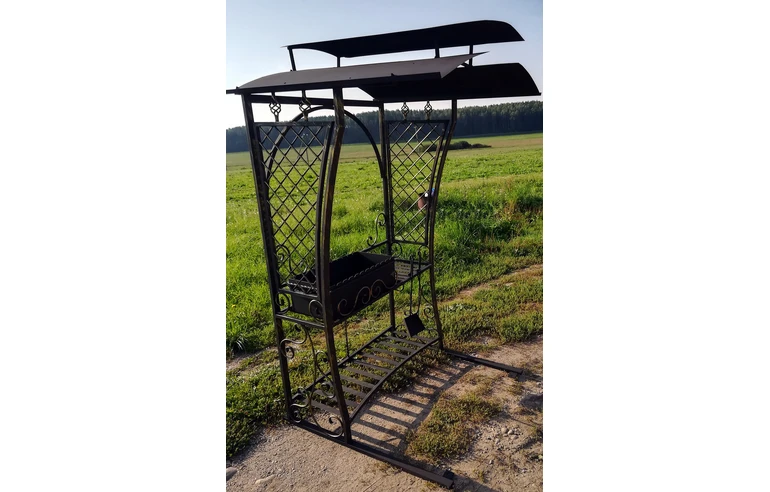 Кованый мангал с крышей МОДЕСТ, сталь 5 мм