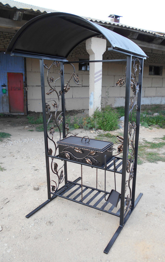 Кованый мангал с крышей КУ-4, сталь 5 мм - 3min